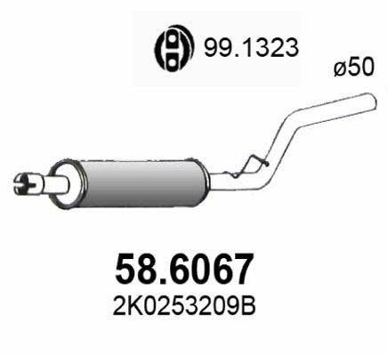 ASSO Средний глушитель выхлопных газов 58.6067