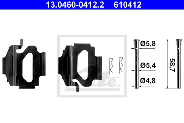 ATE priedų komplektas, diskinių stabdžių trinkelės 13.0460-0412.2