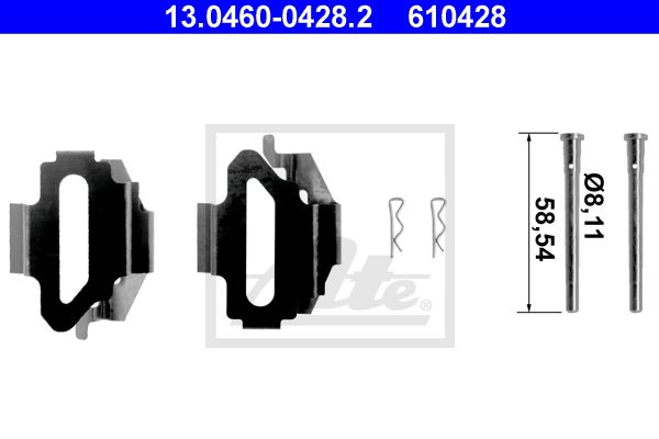 ATE Комплектующие, колодки дискового тормоза 13.0460-0428.2