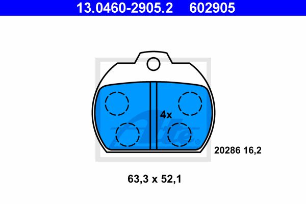 ATE Комплект тормозных колодок, дисковый тормоз 13.0460-2905.2