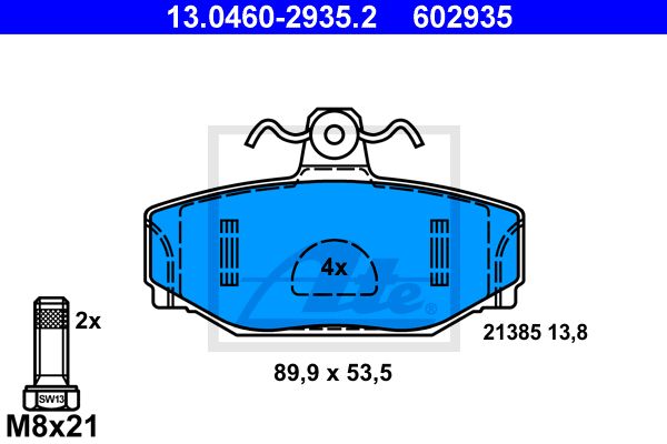 ATE Комплект тормозных колодок, дисковый тормоз 13.0460-2935.2