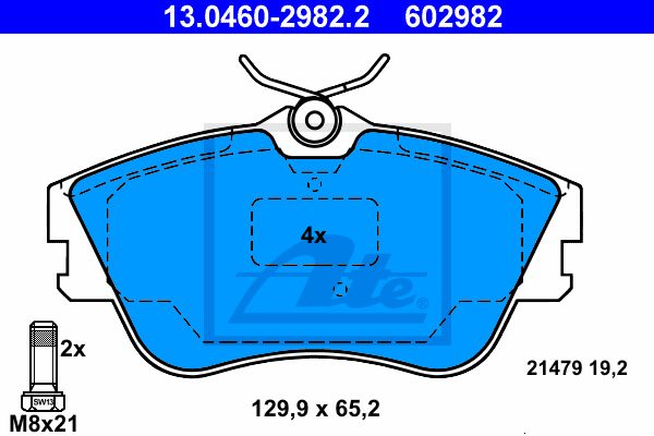 ATE Комплект тормозных колодок, дисковый тормоз 13.0460-2982.2