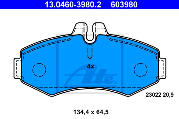 ATE Комплект тормозных колодок, дисковый тормоз 13.0460-3980.2