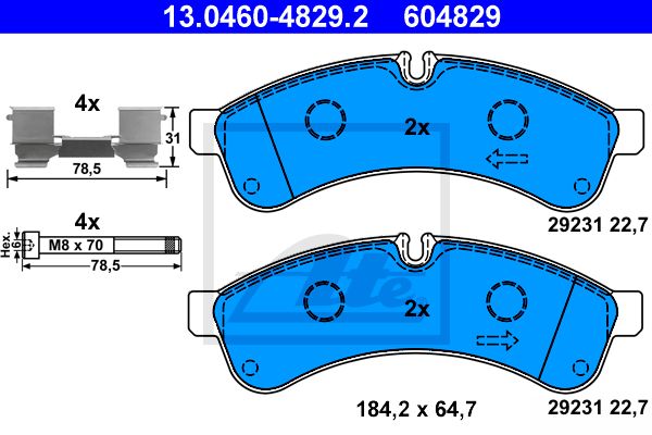 ATE Комплект тормозных колодок, дисковый тормоз 13.0460-4829.2