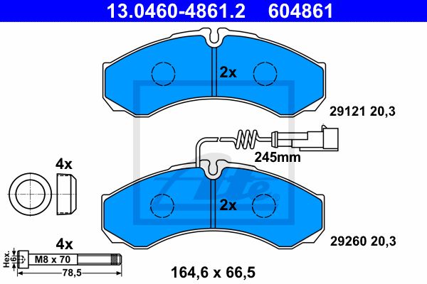 ATE Комплект тормозных колодок, дисковый тормоз 13.0460-4861.2