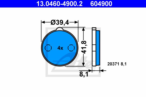 ATE Комплект тормозных колодок, дисковый тормоз 13.0460-4900.2