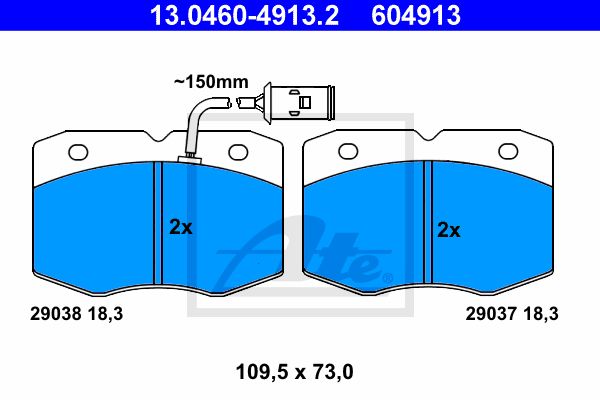 ATE Комплект тормозных колодок, дисковый тормоз 13.0460-4913.2