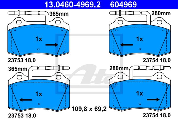 ATE Комплект тормозных колодок, дисковый тормоз 13.0460-4969.2