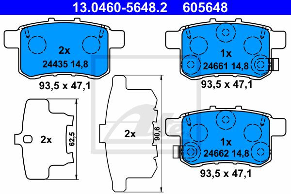 ATE Комплект тормозных колодок, дисковый тормоз 13.0460-5648.2