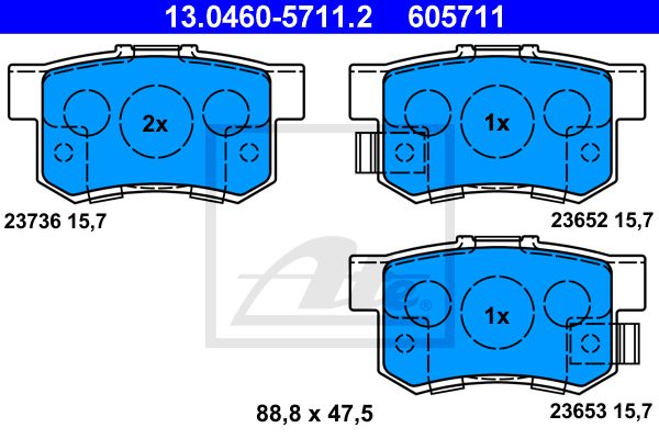 ATE Комплект тормозных колодок, дисковый тормоз 13.0460-5711.2
