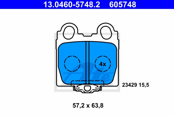 ATE Комплект тормозных колодок, дисковый тормоз 13.0460-5748.2