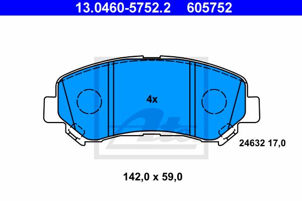 ATE Комплект тормозных колодок, дисковый тормоз 13.0460-5752.2