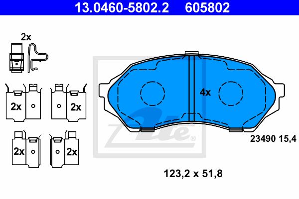 ATE Комплект тормозных колодок, дисковый тормоз 13.0460-5802.2