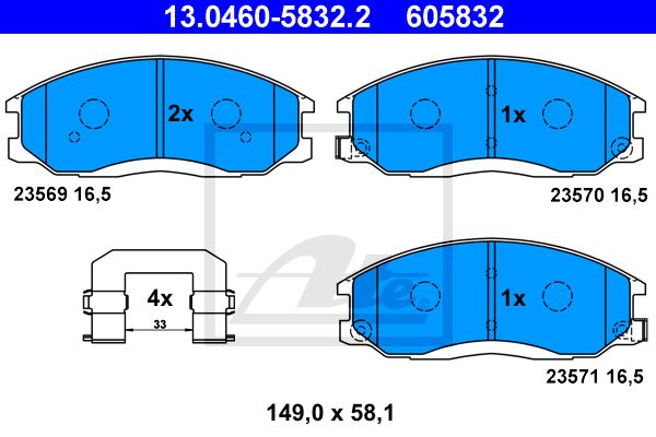ATE Комплект тормозных колодок, дисковый тормоз 13.0460-5832.2
