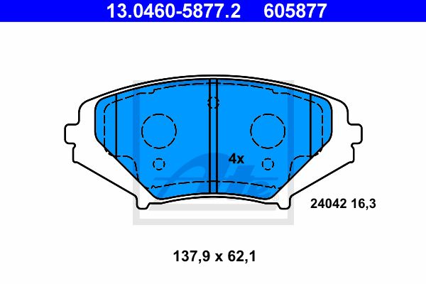 ATE Комплект тормозных колодок, дисковый тормоз 13.0460-5877.2