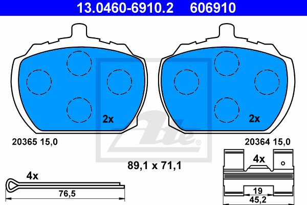 ATE Комплект тормозных колодок, дисковый тормоз 13.0460-6910.2