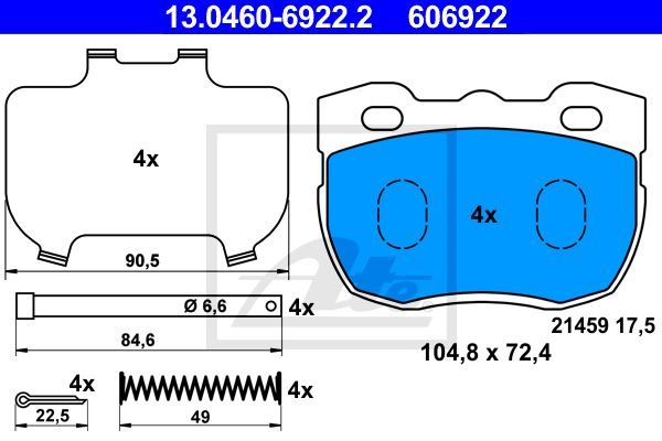 ATE Комплект тормозных колодок, дисковый тормоз 13.0460-6922.2