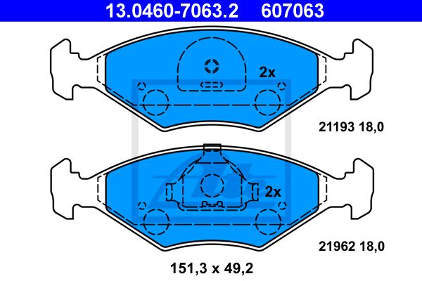 ATE Комплект тормозных колодок, дисковый тормоз 13.0460-7063.2
