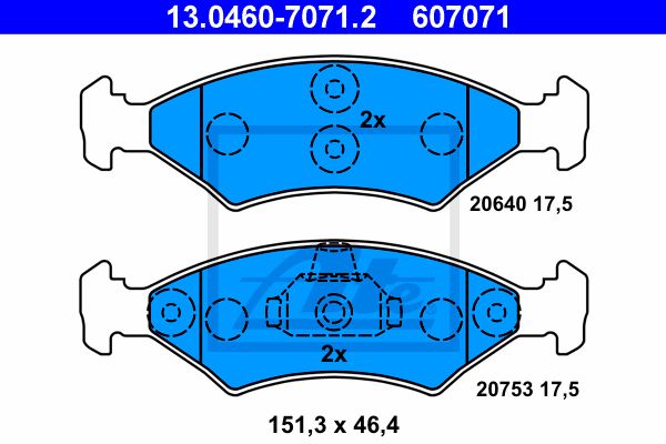 ATE Комплект тормозных колодок, дисковый тормоз 13.0460-7071.2