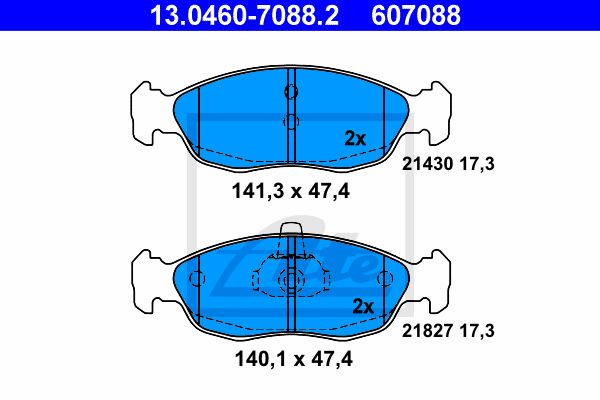 ATE Комплект тормозных колодок, дисковый тормоз 13.0460-7088.2