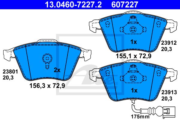 ATE Комплект тормозных колодок, дисковый тормоз 13.0460-7227.2