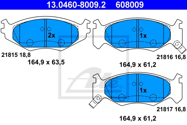 ATE Комплект тормозных колодок, дисковый тормоз 13.0460-8009.2
