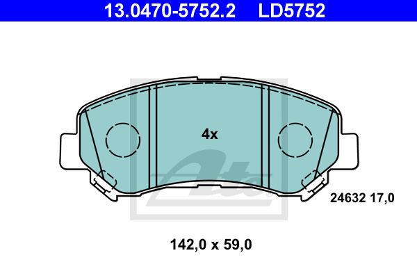 ATE Комплект тормозных колодок, дисковый тормоз 13.0470-5752.2