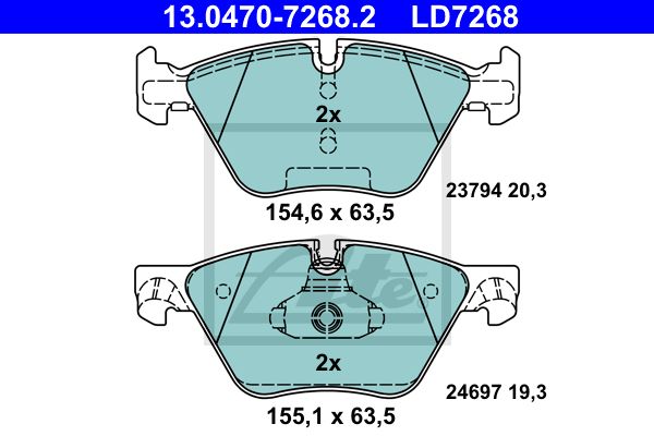 ATE Комплект тормозных колодок, дисковый тормоз 13.0470-7268.2