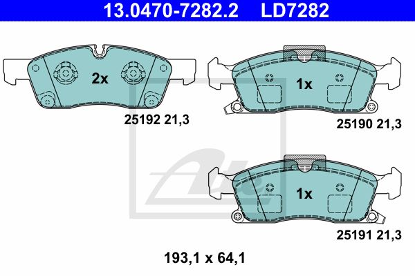 ATE Комплект тормозных колодок, дисковый тормоз 13.0470-7282.2