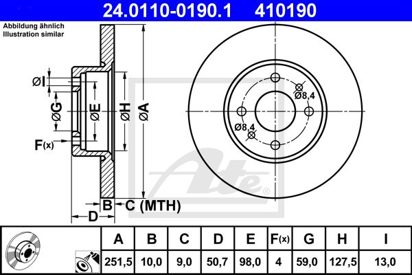 ATE stabdžių diskas 24.0110-0190.1