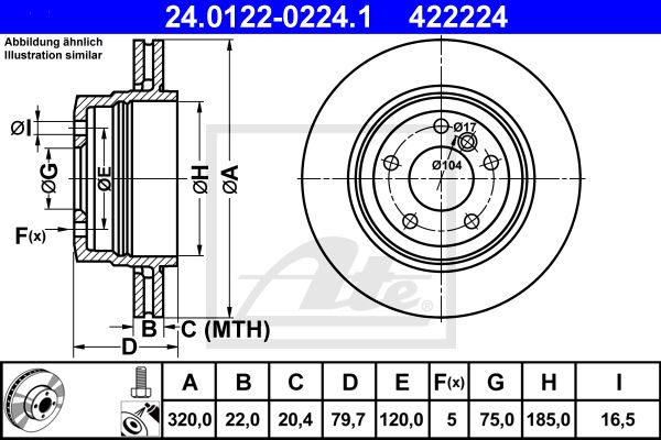 ATE Тормозной диск 24.0122-0224.1