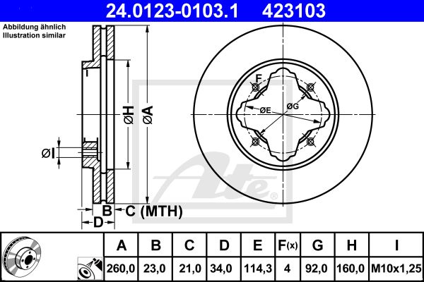 ATE stabdžių diskas 24.0123-0103.1