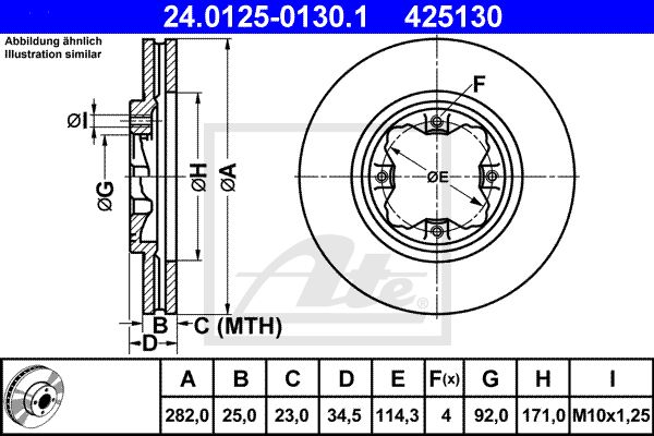 ATE Тормозной диск 24.0125-0130.1