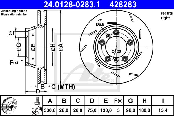 ATE Тормозной диск 24.0128-0283.1