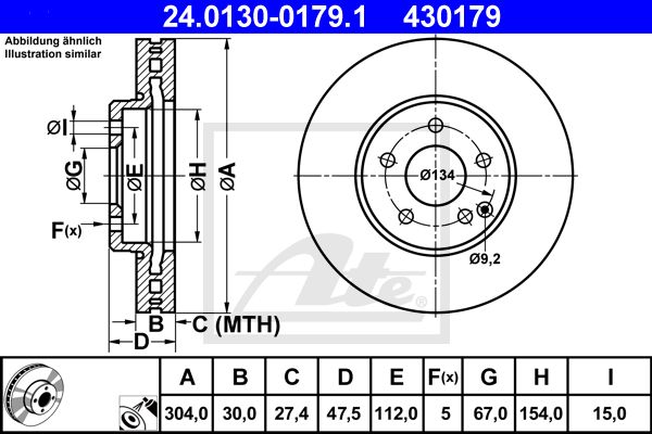 ATE Тормозной диск 24.0130-0179.1