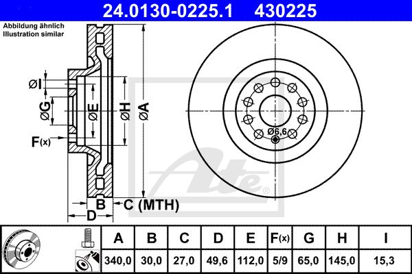 ATE Тормозной диск 24.0130-0225.1