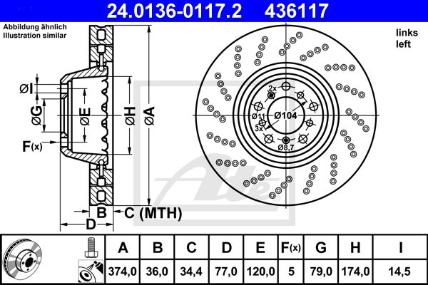 ATE Тормозной диск 24.0136-0117.2