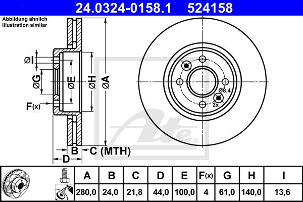 ATE Тормозной диск 24.0324-0158.1