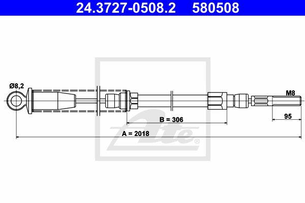 ATE Тросик, cтояночный тормоз 24.3727-0508.2