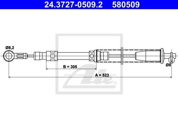 ATE Тросик, cтояночный тормоз 24.3727-0509.2