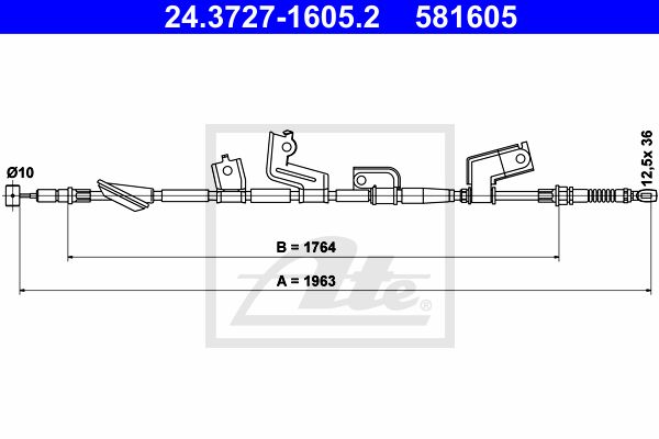 ATE Тросик, cтояночный тормоз 24.3727-1605.2