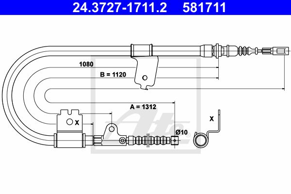 ATE Тросик, cтояночный тормоз 24.3727-1711.2