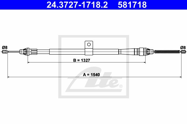 ATE Тросик, cтояночный тормоз 24.3727-1718.2