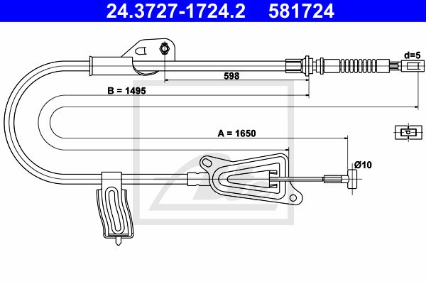 ATE Тросик, cтояночный тормоз 24.3727-1724.2
