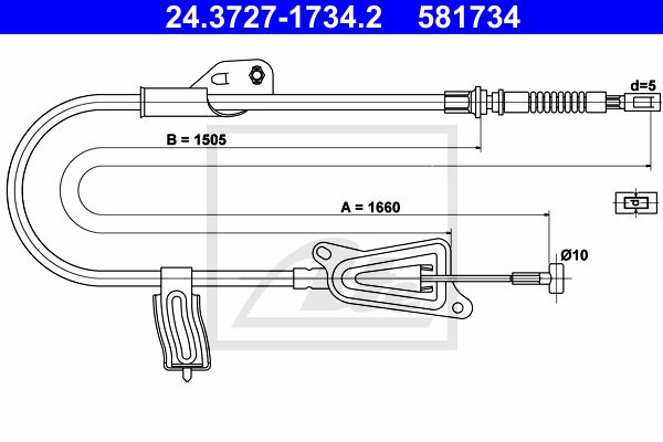 ATE Тросик, cтояночный тормоз 24.3727-1734.2