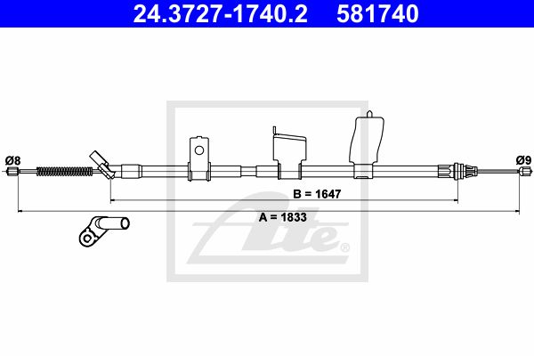 ATE Тросик, cтояночный тормоз 24.3727-1740.2