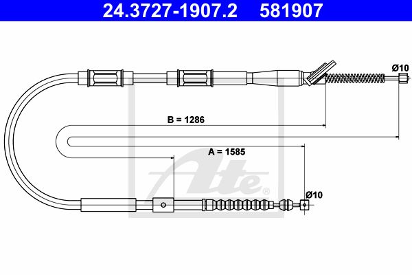 ATE Тросик, cтояночный тормоз 24.3727-1907.2