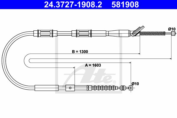 ATE Тросик, cтояночный тормоз 24.3727-1908.2