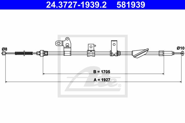 ATE Тросик, cтояночный тормоз 24.3727-1939.2