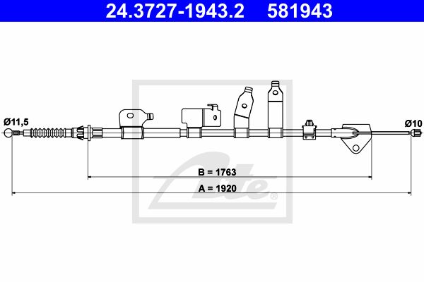 ATE Тросик, cтояночный тормоз 24.3727-1943.2